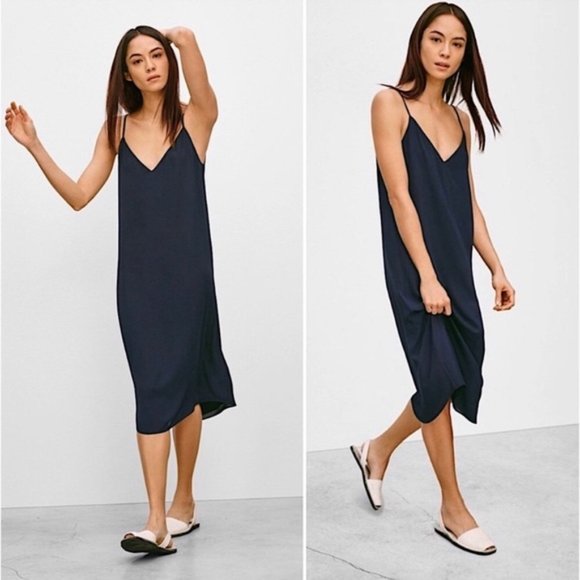Aritzia Babaton Templeton Navy Midi Slip Dress
